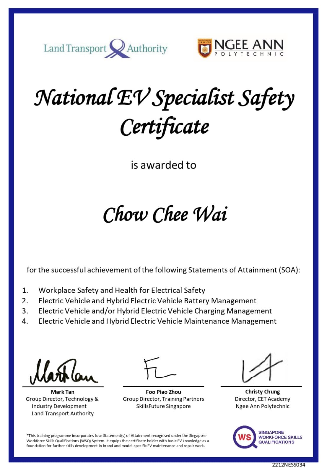 Certificate — Alvin Chow, Ngee Ann Polytechnic