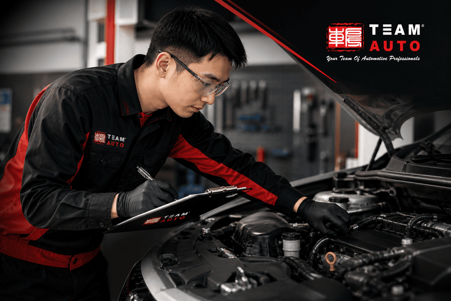 A pre-purchase vehicle inspection in progress